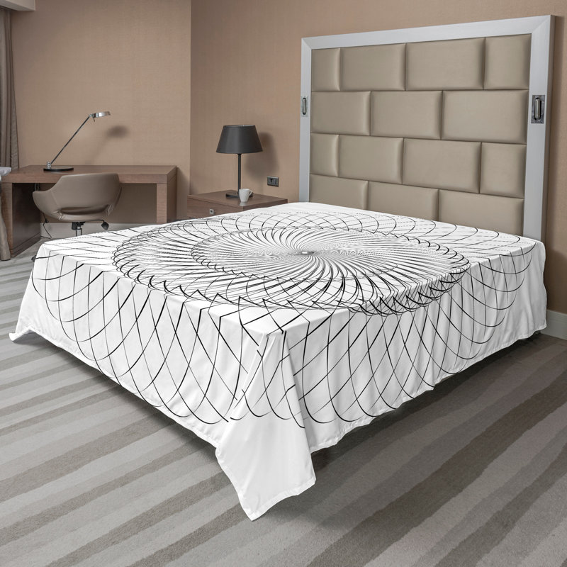 Ambesonne Abstract Art Top Flat Sheet Underwater Shell Grey White