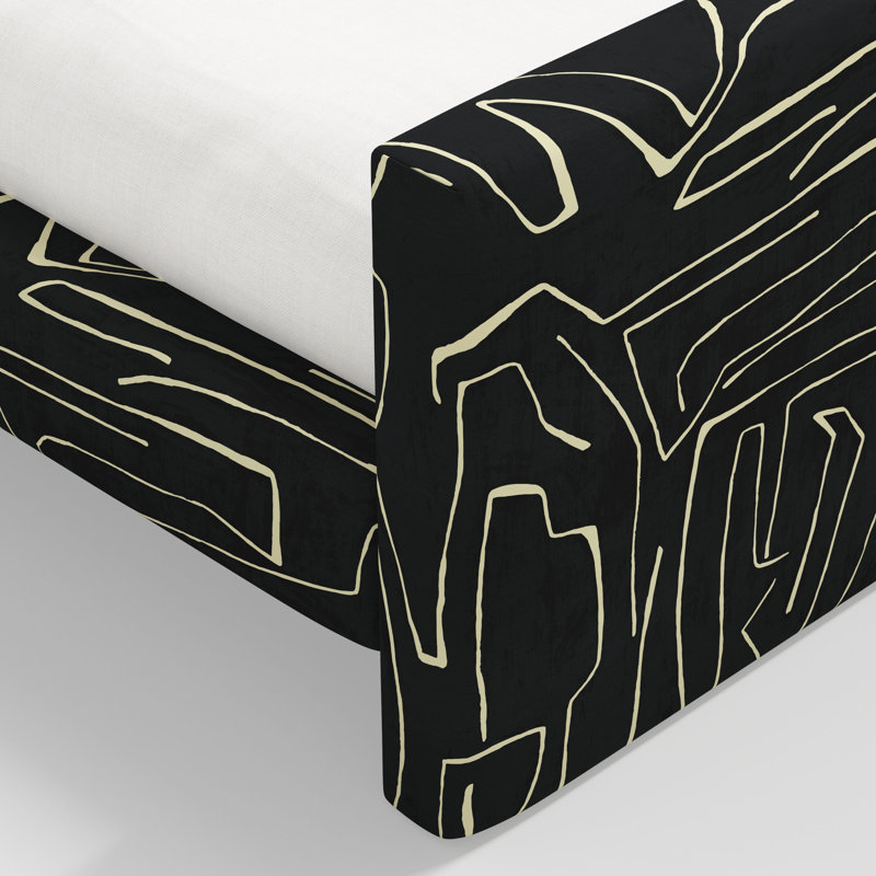Upholstered Bed, Graffito Onyx Beige, Queen