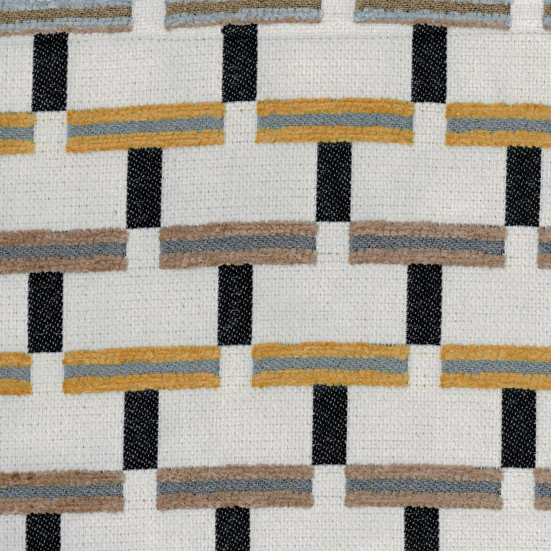 Pouf cylindrique en jacquard moderne et contemporain de 16 po de diamètre avec rembourrage en billes de polystyrène Ari