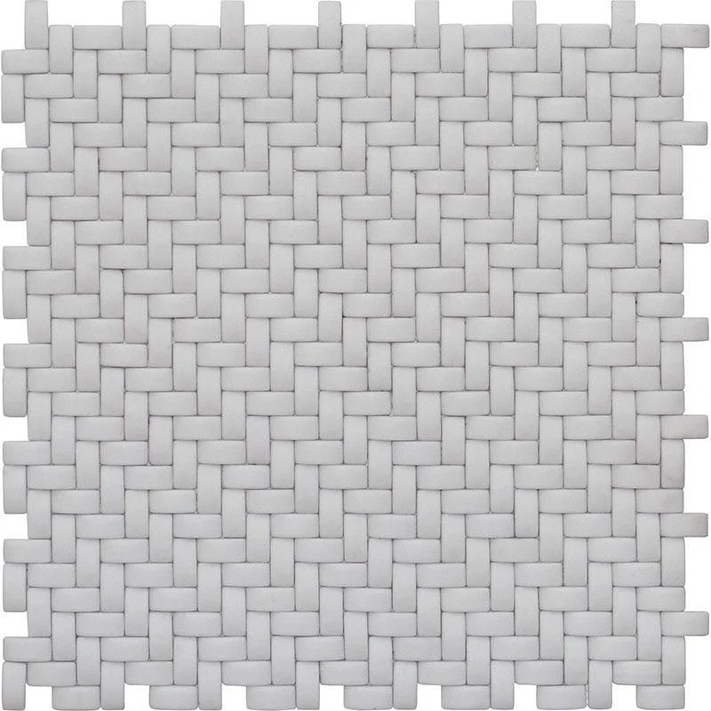 11.7" X 11.8" Glass Basketweave Mosaic Tile, White