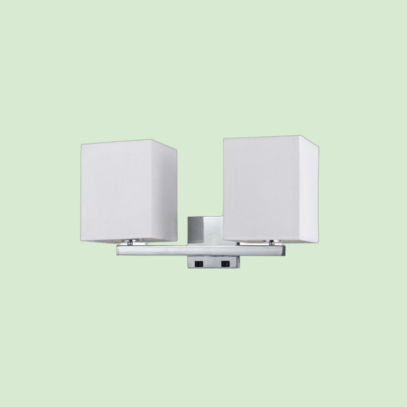 Applique murale 60 W x 2 avec abat-jour en tissu, acier brossé, 21 cm (L) x 8,25 cm (l) x 12 cm (H)