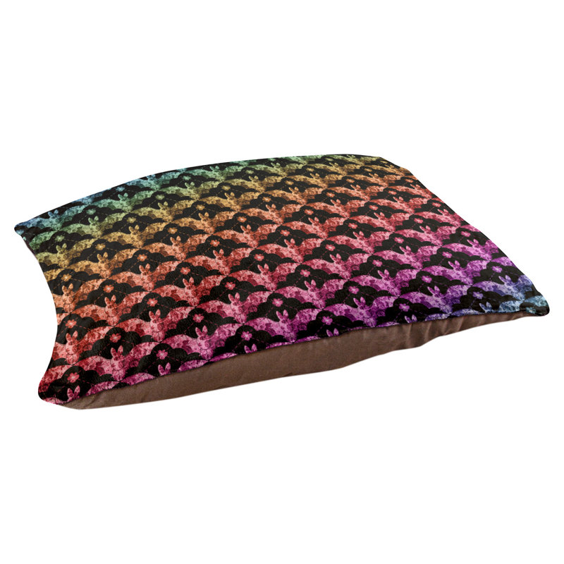 Coussin pour chien Byrge Bats, Très grand (l 52 po x P 42 po x H 17 po), Orange / rose / bleu sarcelle