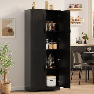 60" Tall Kitchen Pantry Cabinet, Freestanding White Pantry Storage Cabinet With 2 Doors And Adjustable Shelves by Winston Porter
