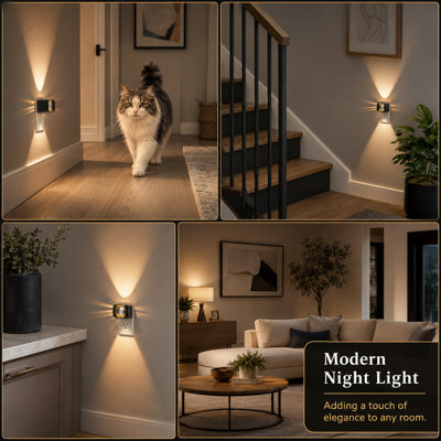 2-Pack LED Projector Plug-In Night Lights with Dusk-to-Dawn Sensors, 180° Rotation and 0-150LM Dimmable Soft White Ambient Lighting for Kids, Bathroom