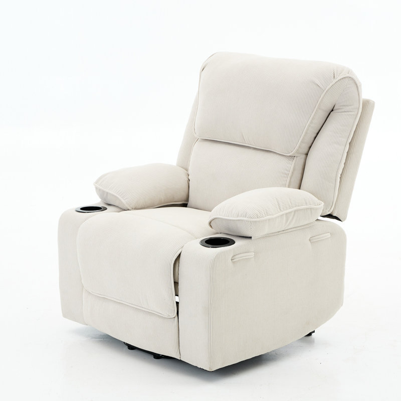 Fauteuil inclinable chauffant et massant télécommandé, Ivoire ivoire