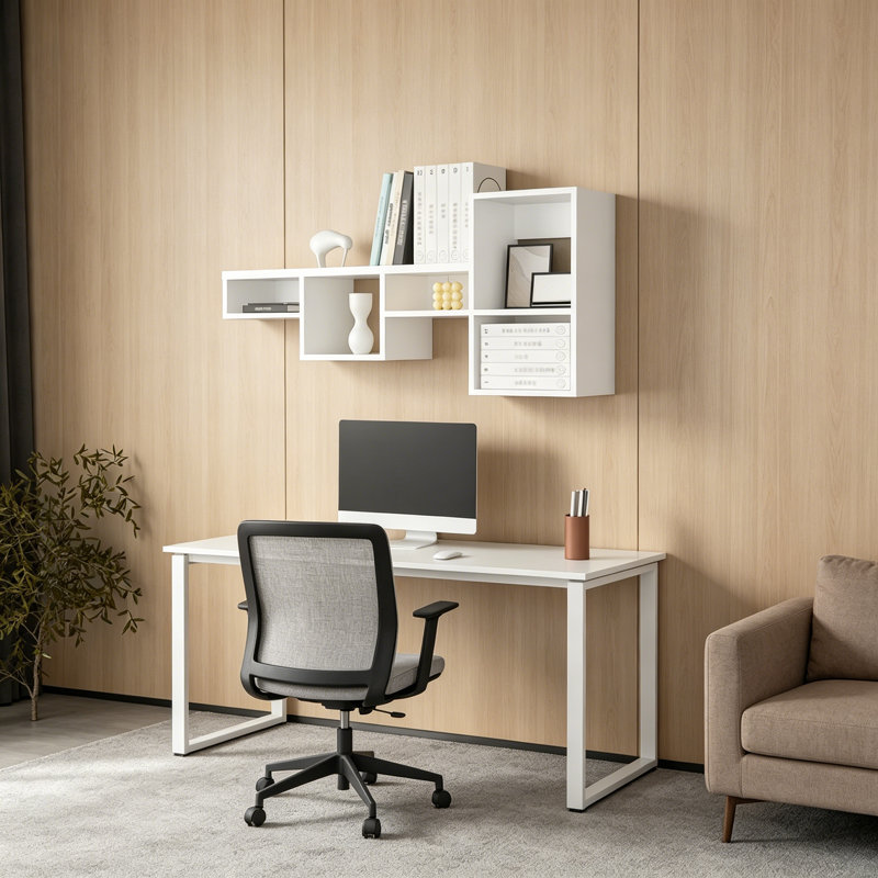 Étagère murale blanche avec 5 tablettes, Blanc