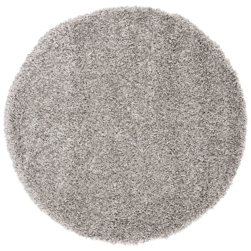 Tapis argenté à poils longs Assiya, Rond 8 pi