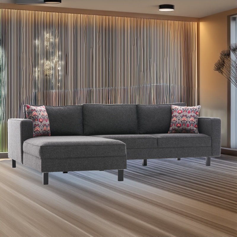 Shatari Upholstered L-Shaped Sectional, Left Hand Facing, Anthracite