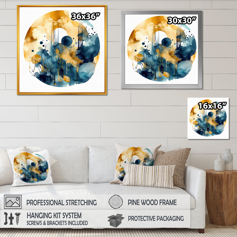 «Blue and Yellow Liquids I», reproduction sur toile, H 16 po x l 16 po x P 1 po, Toile tendue