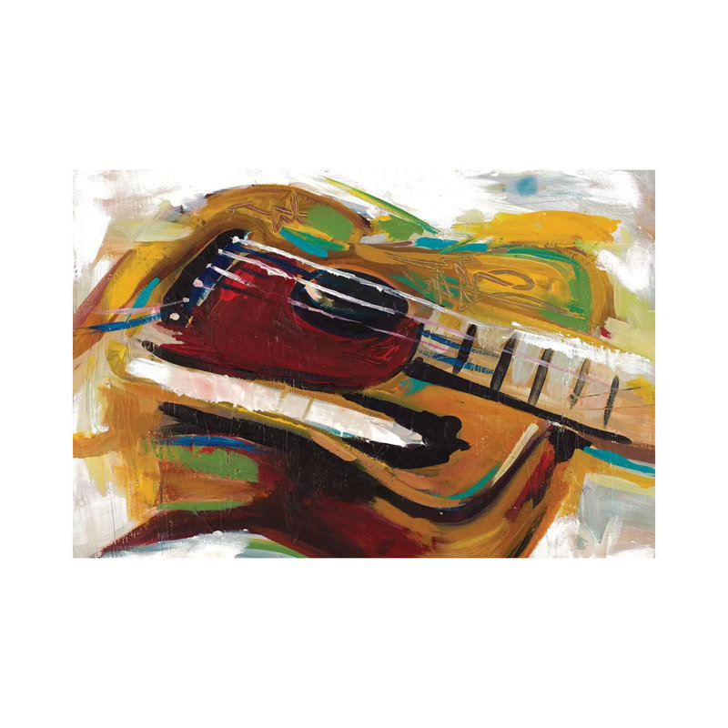 Colorful Guitar by Andy Beauchamp - Painting on Canvas, Wrapped Canvas, 20.32 cm H x 30.48 cm W