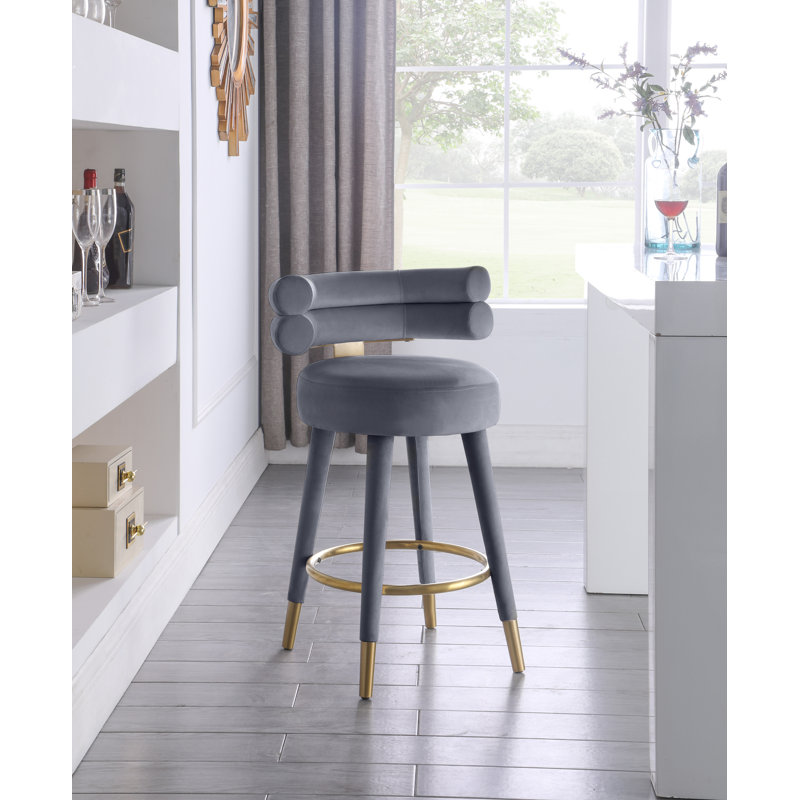 Tabouret de comptoir 26,5 po Reimers, Velours gris