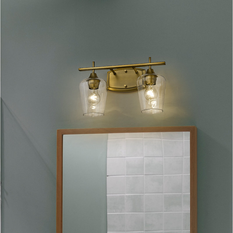 Éclairage pour meuble-lavabo en verre à intensité variable Dahlya, Vieux laiton