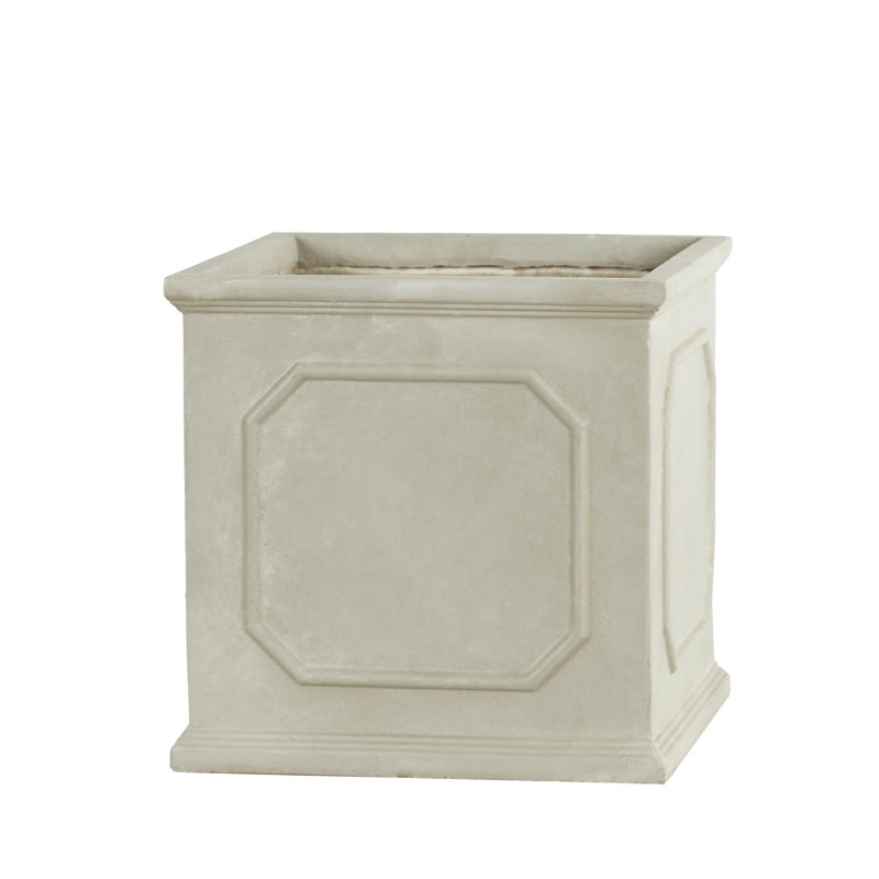 SQUARE PLANTER, WHITE WASHED GREY