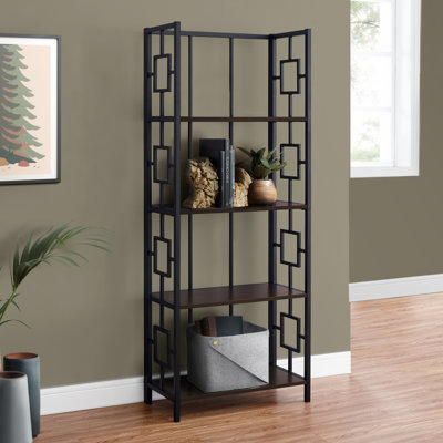 Bibliothèque, bibliothèque, étagère, 4 niveaux, H 62 po, bureau, chambre à coucher, stratifié, métal, contemporain, moderne