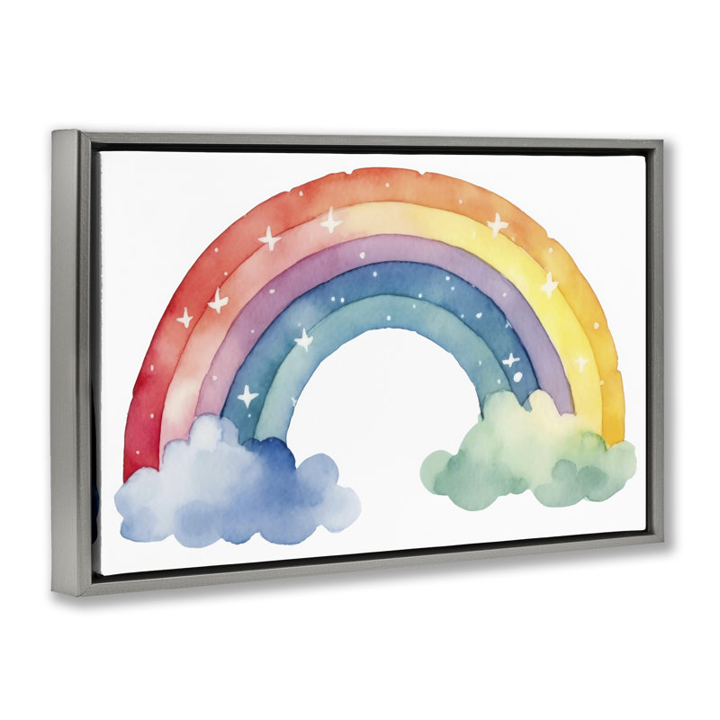 Arc-en-ciel coloré avec cadre flottant à étoiles blanches, design Creative Studio, H 21 po x l 31 po