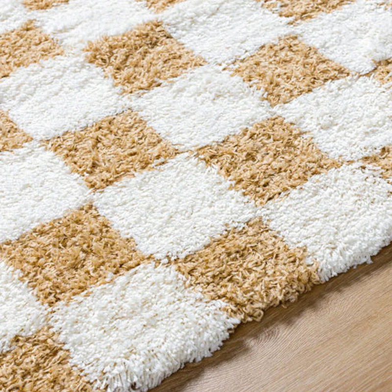 Modern Shaggy Rug, Chequered Easy to Clean Rug For Living Room, Dining Room, Bedroom, Kitchen, Rectangle 200 x 290cm