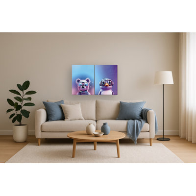 «Space Explorers: Bear & Penguin Duo», art mural sur toile