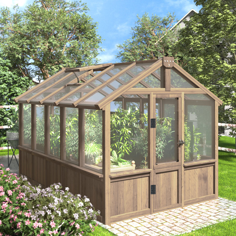 Wooden Polycarbonate Greenhouse, 83.5" H x 74" W x 120" D, Natural Wood