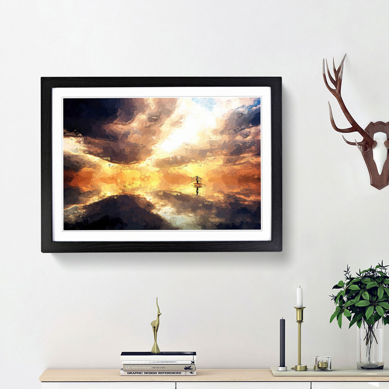 Fishing Boat in Abstract - Picture Frame Graphic Art Print, Black Framed, 36cm H x 48cm W x 2cm D
