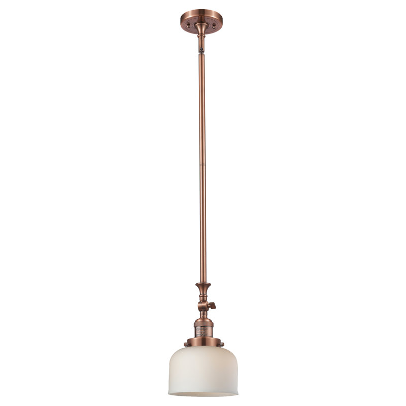 Luminaire suspendu en forme de dôme à 1 lumière Roeper, Cuivre antique, Boîtier blanc mat, 100