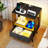 2 Pack Modern Nightstand with Charging Station, LED &amp; Fabric Drawers-1038566143