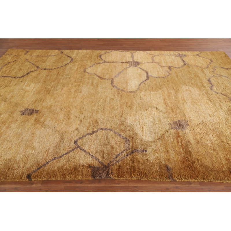 Tapis abstrait floral doré 7 x 10