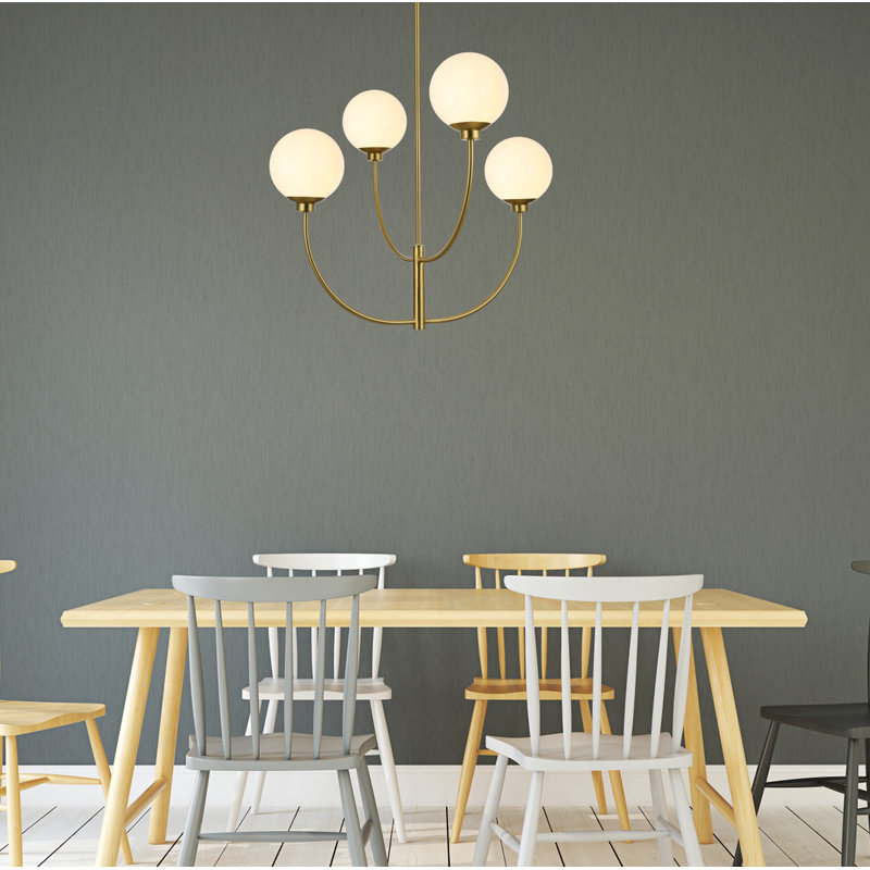 Kyle 4-Light Chandelier, Satin Gold, 25" H x 30" W x 30" D