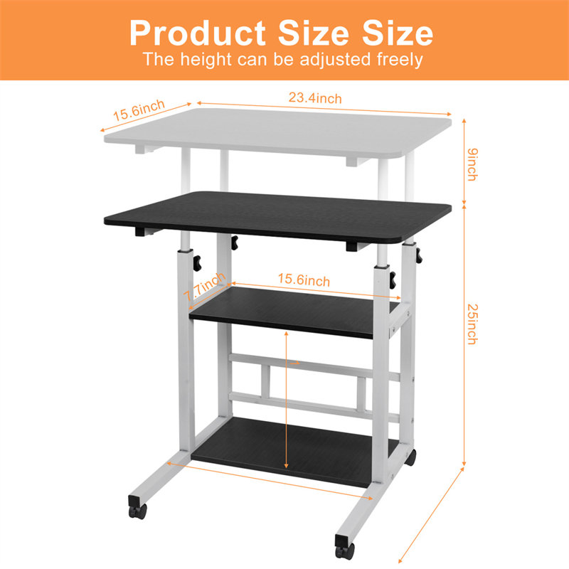 Height Adjustable Laptop Desk with Wheels