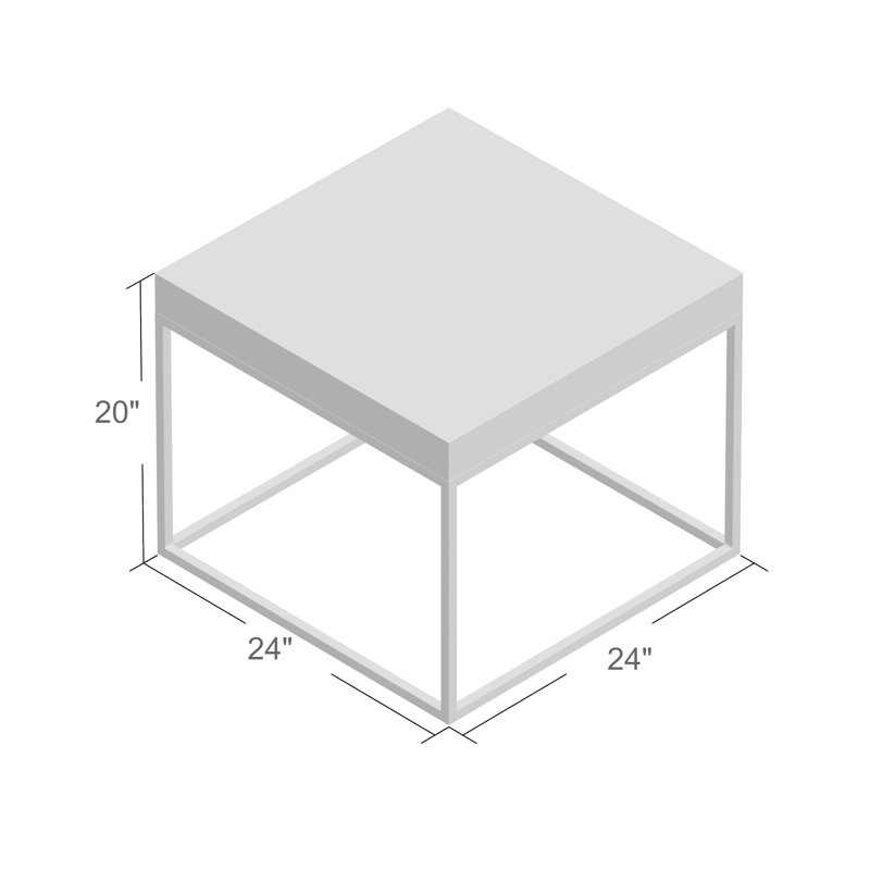 Fred Frame End Table- Modern Square Accent End Table - Glossy End Table - for Living Room, Bedroo, or Office - White Square Side Table