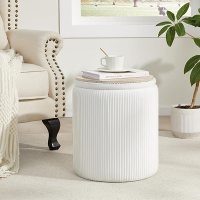 Repose-pieds rond avec rangement et 2 tabourets de coiffeuse avec rangement pour la chambre à coucher