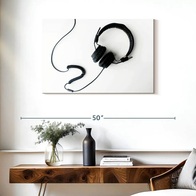 Abarca Black Wired Headphones, 24" H x 36" W