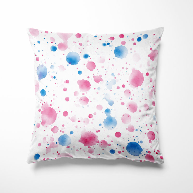 Coussin décoratif moderne Modern - coussin abstrait rose et bleu, H 16 po x l 16 po