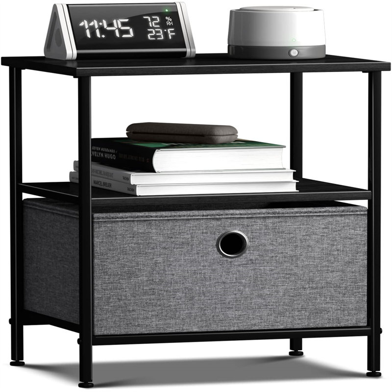 Jakaiden End Table with Storage, Black/Charcoal