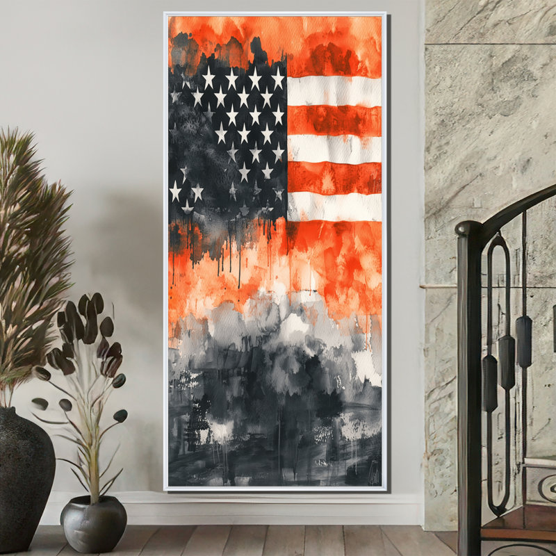 «Divyanshi American Flag Patriot Memories I», reproduction d'art sur toile, H 60 po x l 28 po, Blanc