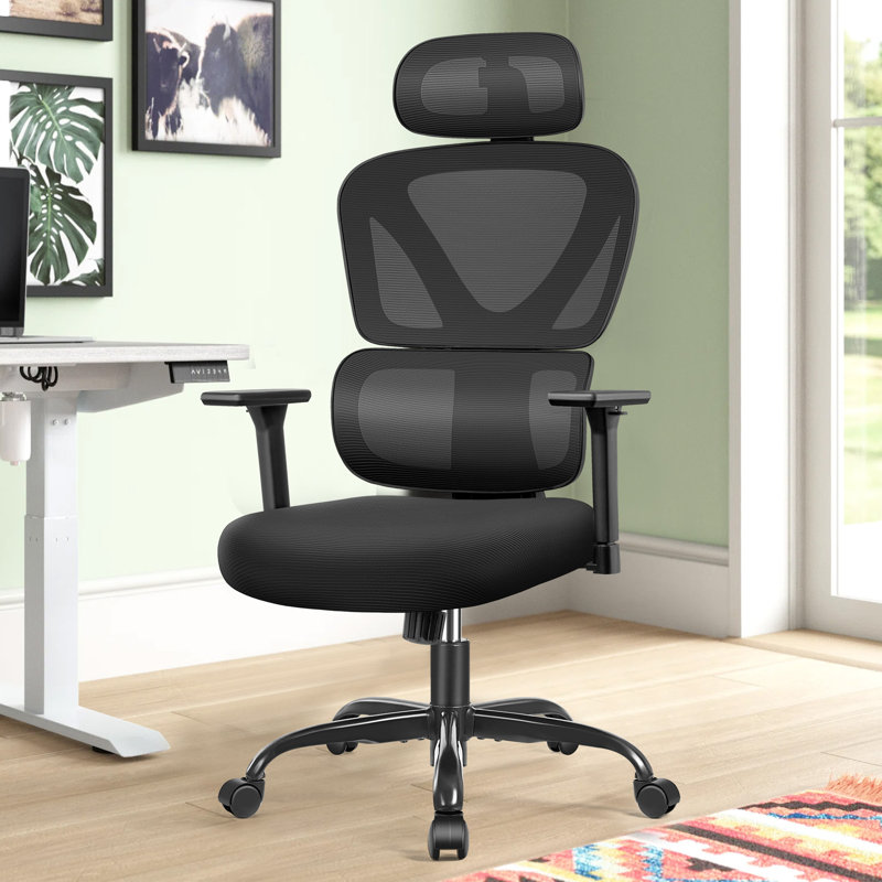 Isairis Ergonomic Mesh Task Chair with Headrest and 3D Adjustable Arms, Black