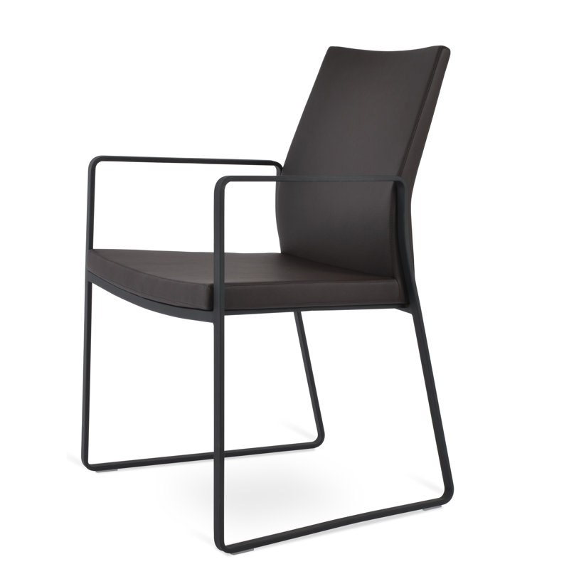 Chaise avec accoudoirs Pasha, Chrome, Laine argentée