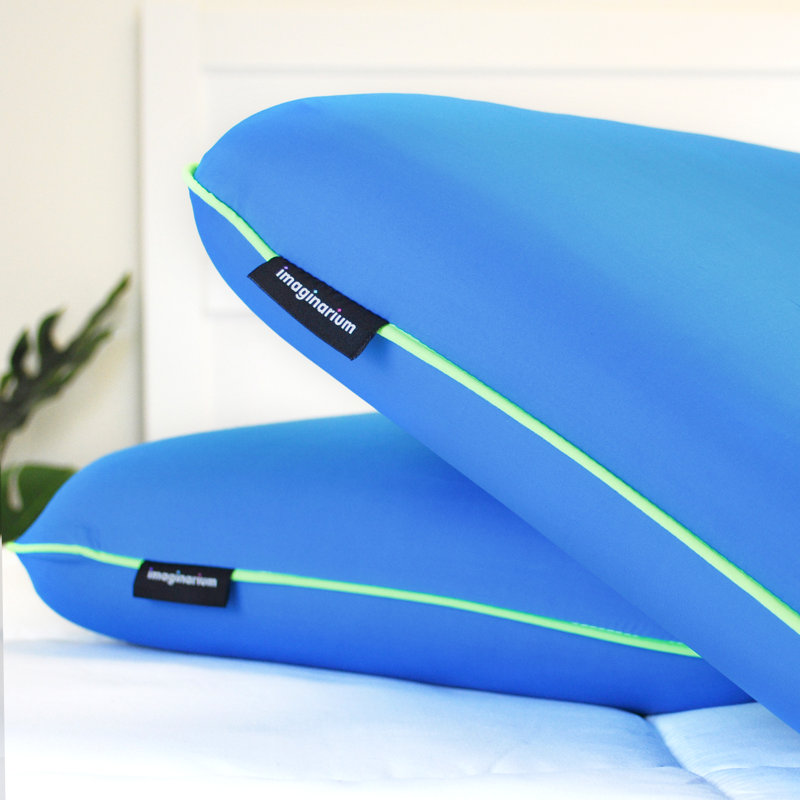 Memory Foam Fun Pillow Medium Standard Bed Pillow with Cool-to-the-Touch Cover, Cosmic Blue