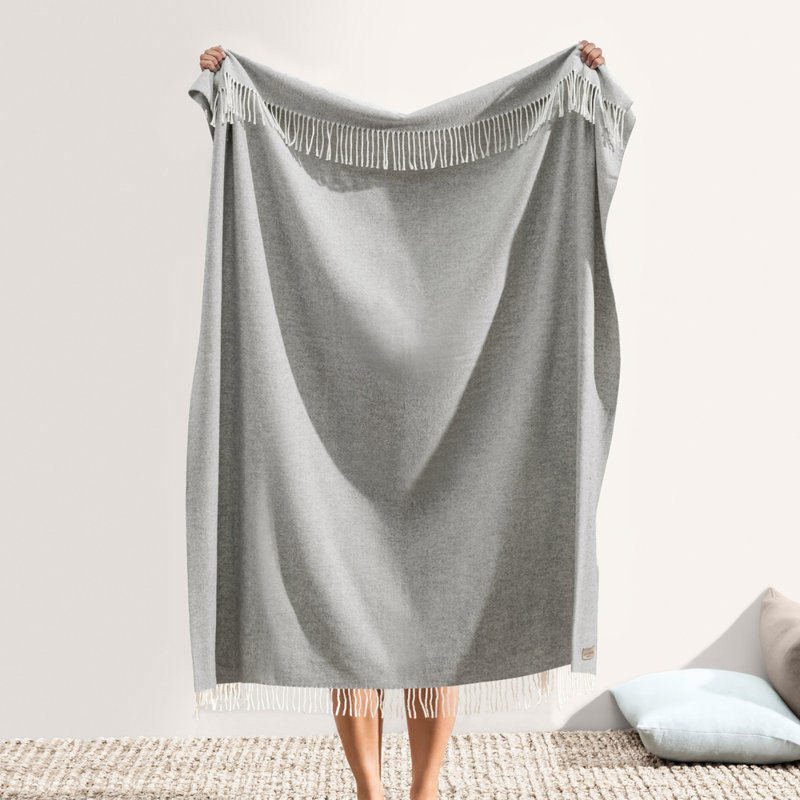 Italian Herringbone Throw Blanket, Pebble