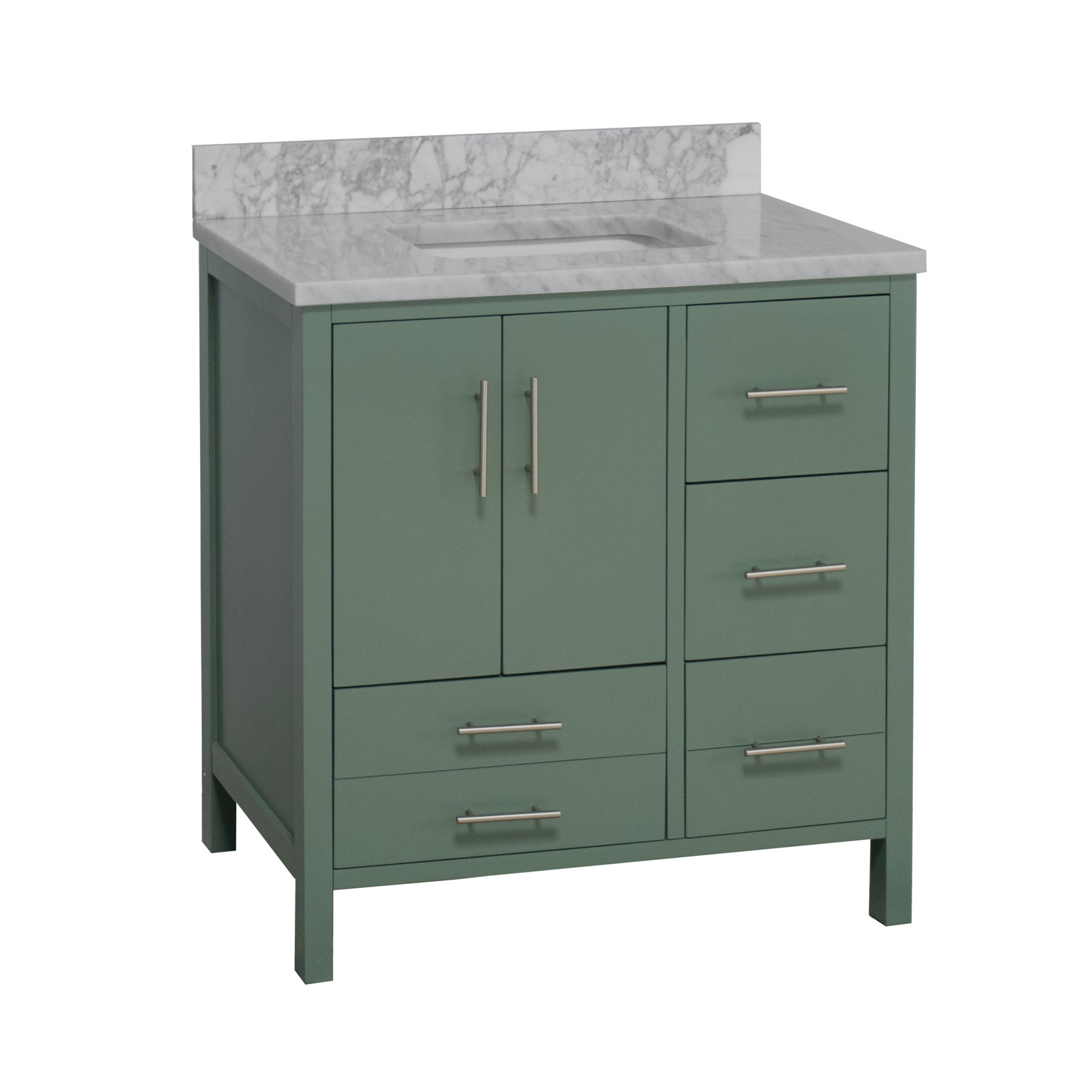 Kiara 36'' Single Bathroom Vanity, Sage Green, Carrara Marble