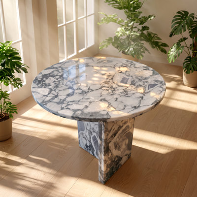 Table de bout ronde en pierre naturelle polie et métal Vitra l 17,7 po x P 17,7 po x H 15,8 po