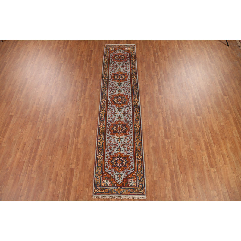 Tapis de couloir géométrique en laine traditionnel 3 x 12