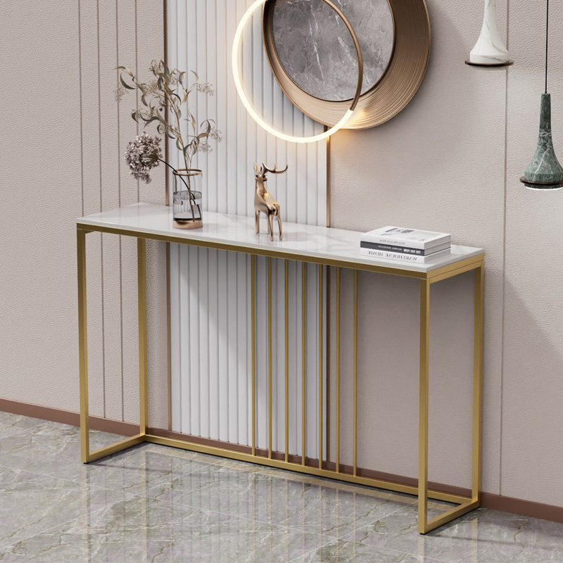 Marble Top Console Table, White, 78.5cm H x 120cm W x 30cm D