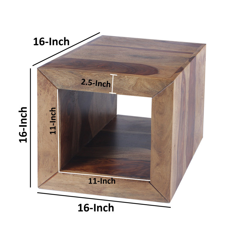 Solid Wood Floor Shelf End Table with Storage