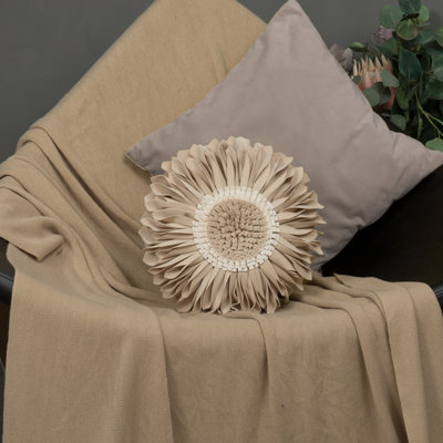 Appliqued Throw Pillow 3D Sunflower Accent Pillow Cover & Insert