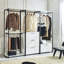 Garde-robe 32 po avec construction - métal et bois, tablette, rangement profond, conditions difficiles dans la structure thermolaquée à la maison, rangement supplémentaire fourni, chaleur de l'eau créée, égratignure compilée, tableau E0