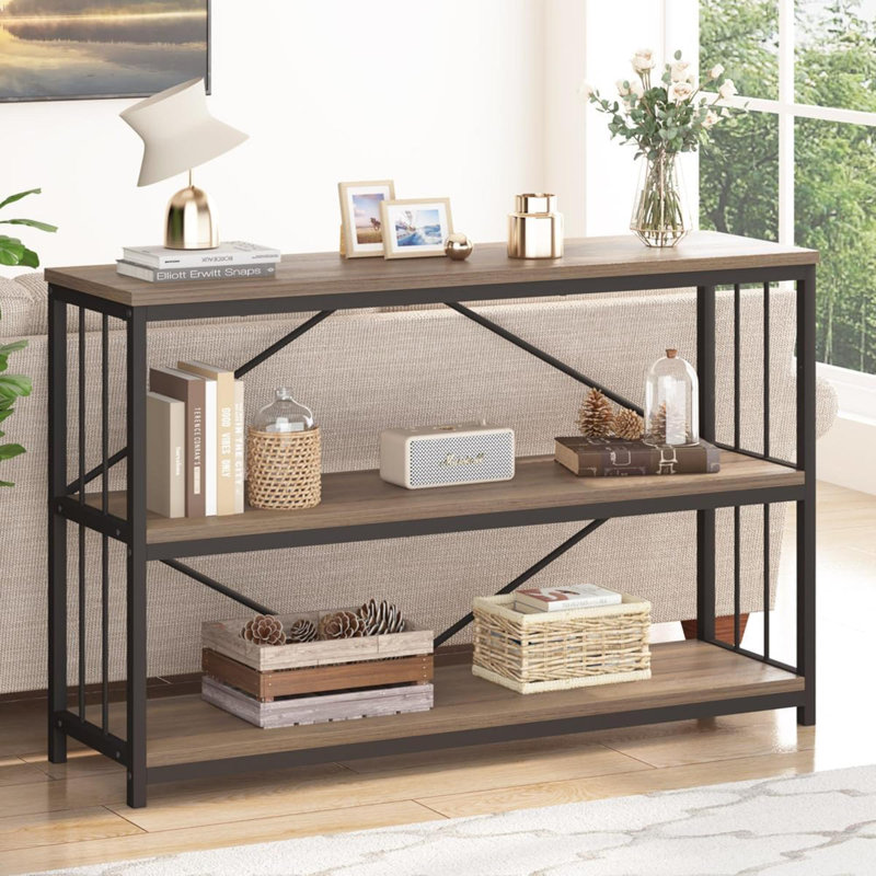 Étagère en métal Saip, H 30 po x l 47 po x P 13,4 po, Chêne rustique