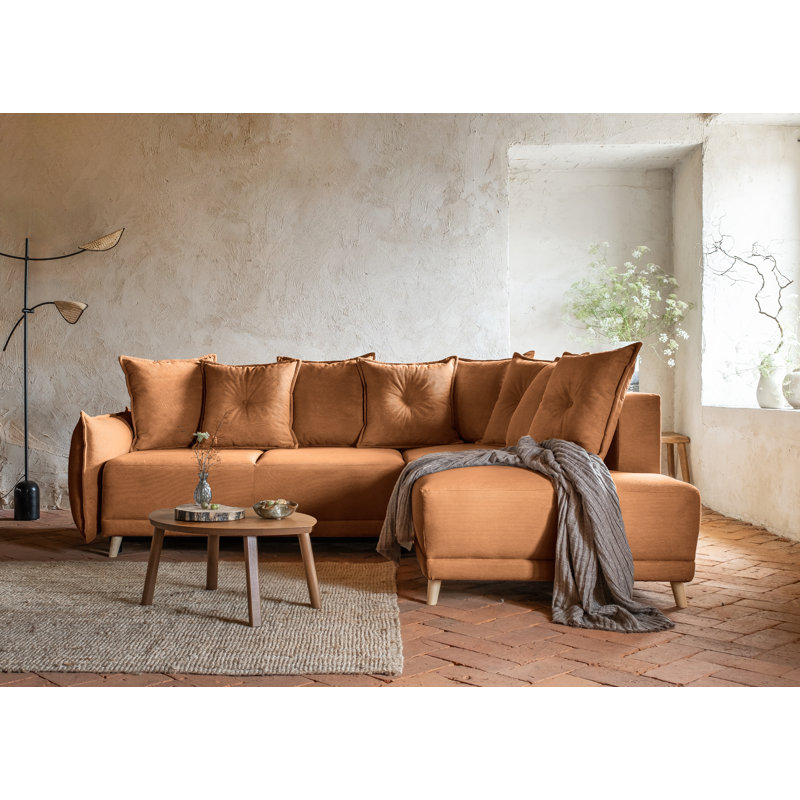 Lazy Lukka 6 Seater Sofa Bed, Orange, Right Hand Facing