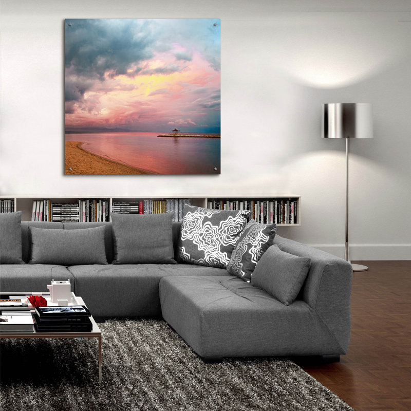  «Walking On The Beach» par Dirk Wustenhagen, art mural en verre acrylique, 36 po x 36 po, H 36 po x l 36 po
