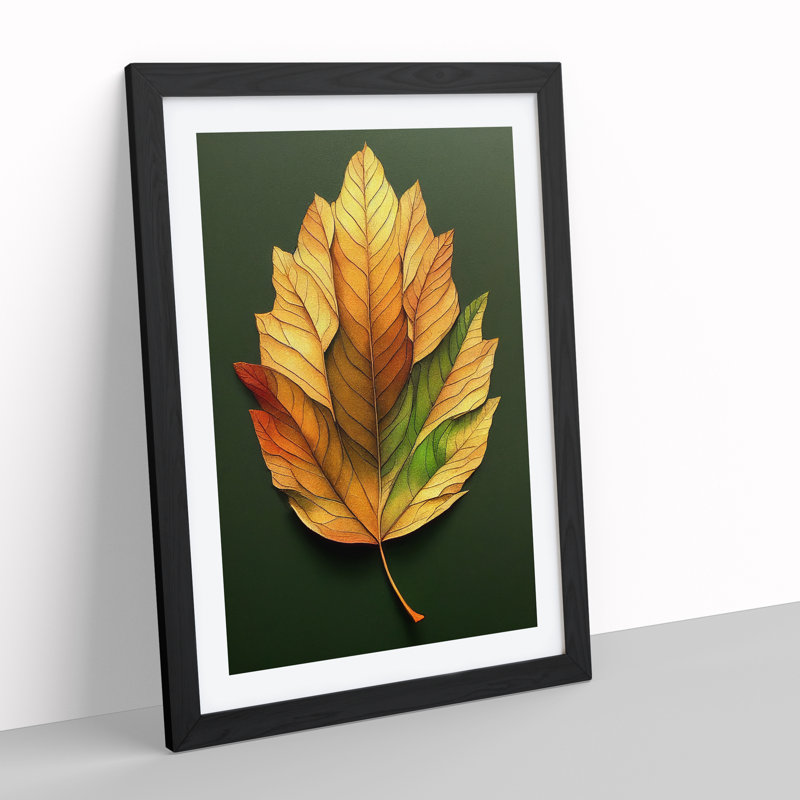 Autumn Leaf No.2 - Single Picture Frame Print, 46cm H x 34cm W x 2cm D, Black Framed
