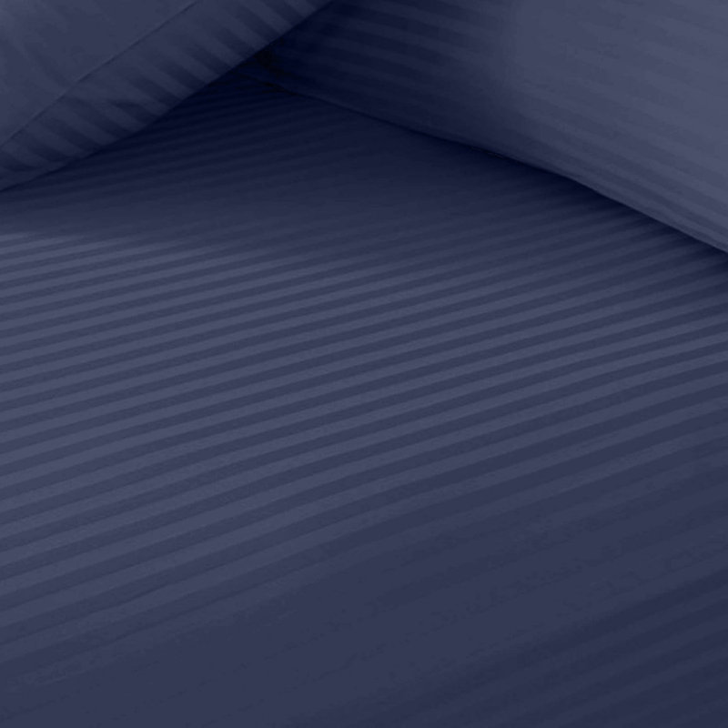 Soft & Cozy 40cm Extra Deep Pocket Microfiber Striped Fitted Sheet, Navy, Super King (6')